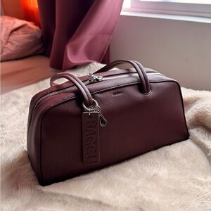 BAGGU Recycled Leather Bowler Bag in Mahogany